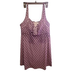 Purple and White Polka Dot One Piece Swimdress Attached Brief Size 20 W